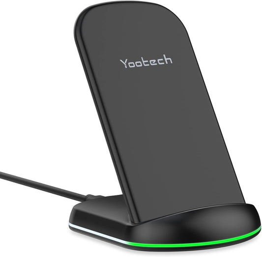 Yootech Wireless Charger,10W Max Wireless Charging Stand, Compatible with iPhone 15/15 Plus/15 Pro Max/14/14 Plus/14 Pro/14 Pro Max/13/SE 2022/12/11/X/8, Galaxy S22/S21/S20/S10(No AC Adapter)